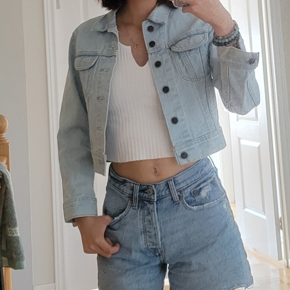 Vintage Lightwashed Blue Cropped Jean, Denim Jacket